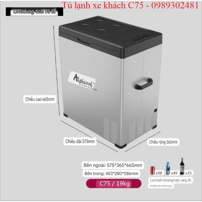Tủ lạnh xe khách Alpicool C75 75 lít